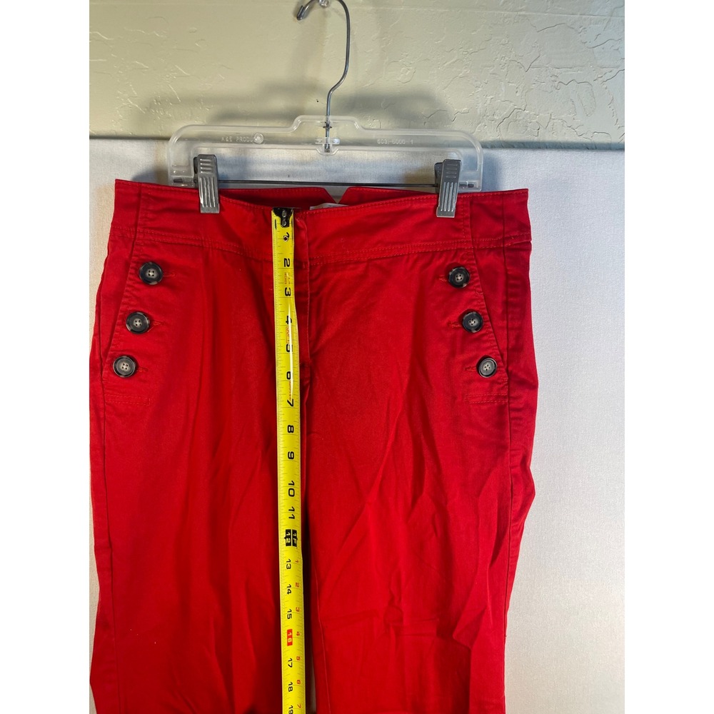 Ann Taylor LOFT Red Sailor Wide Leg Pants Decorative Buttons Petite 2P Womens - Picture 7 of 11